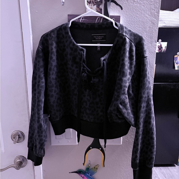 Victoria's Secret Jackets & Blazers - Victoria's Secret Gray Patterned Lace-Up Jacket